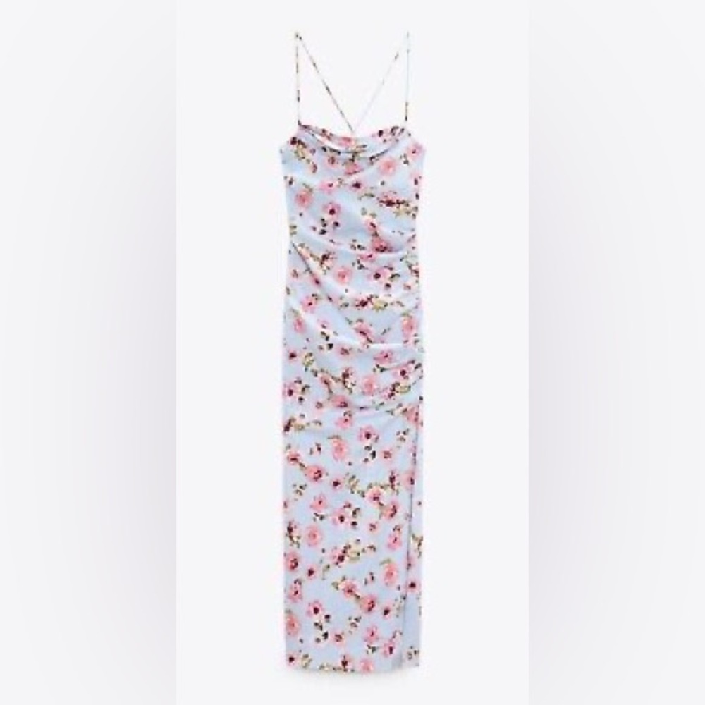 Floral maxi summer dress with slit